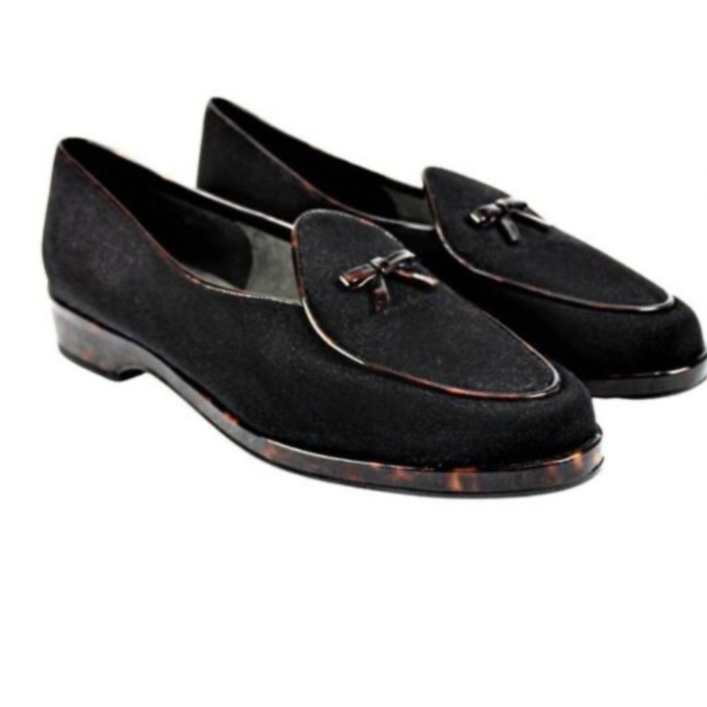 Stuart Weitzman Black Suede Tassel Loafers